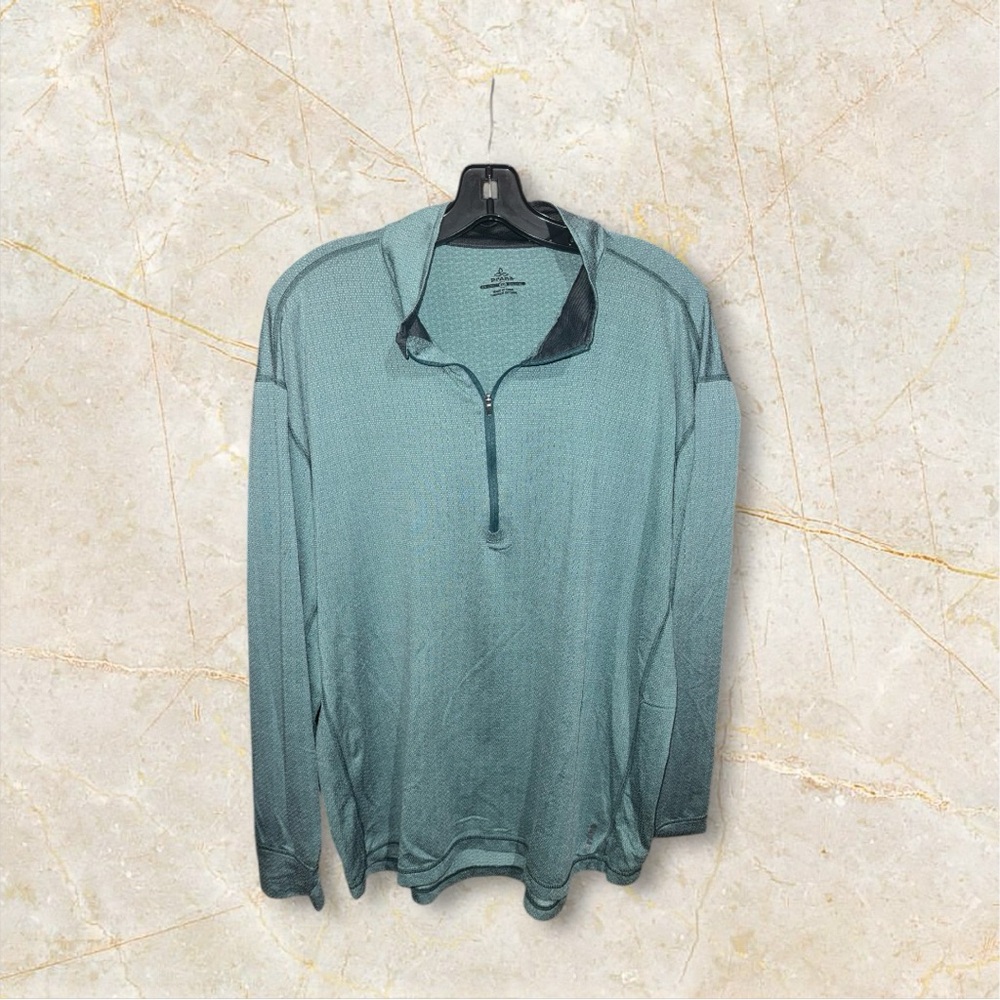 Prana 1/4 Zip Pullover Mens Medium‎ Green Long Sleeve Outdoor Size 2XL Wicking